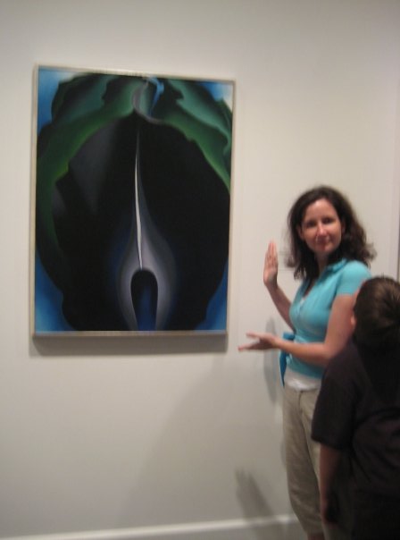 Here she is, most likely pointing out that O'Keefe's works all look like vaginas. This is no exception.